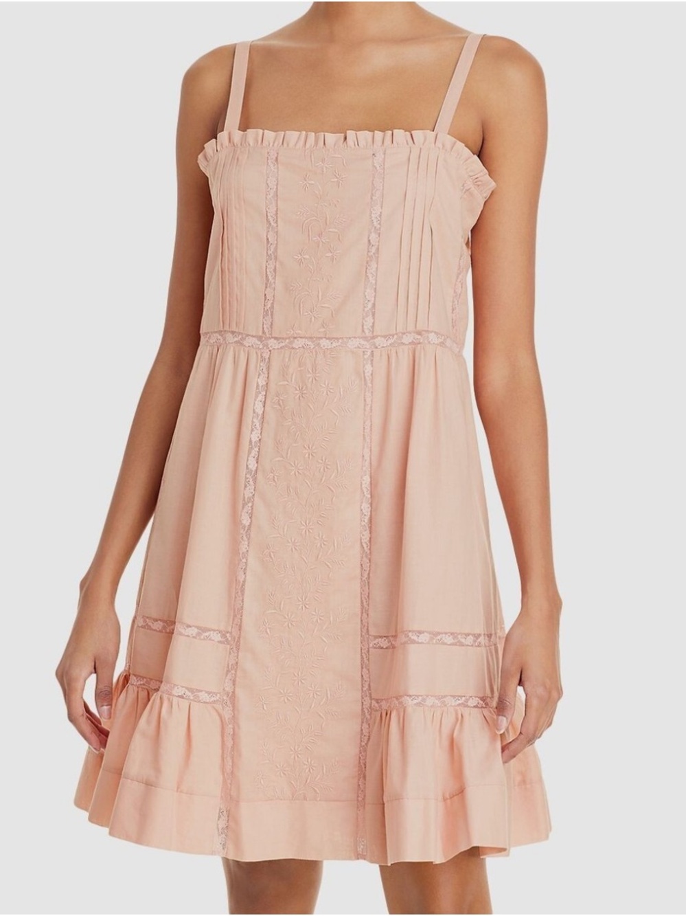 See By Chloe Blush Pink Embroidered Mini Dress